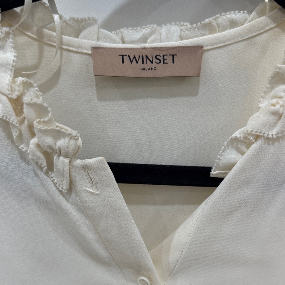 Twin-Set White Ruffled Blouse - Picture 2 of 3